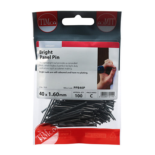 Panel Pins - Bright 40mm x 1.60