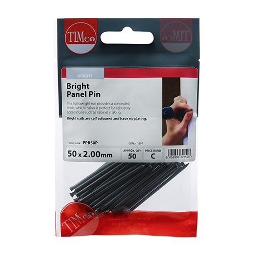 Panel Pins - Bright 50mm x 2.00 - 50 Pieces