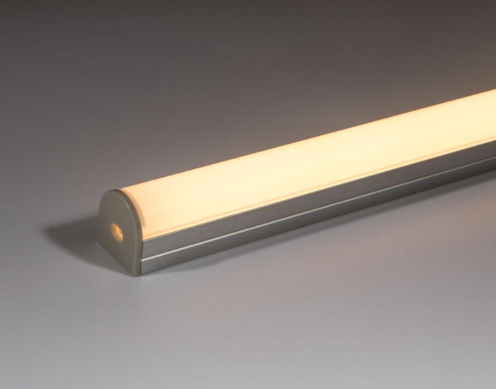 Diffuser End Cap 20x20 Surface Circular Diff Alu - 2 Metre - Opal Diffuser, End Caps
