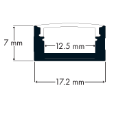 17x7 Surface White - 2 Metre - Opal Diffuser, End Caps & Mounting Brackets