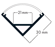 30x30 Angled Alu - 2 Metre - Opal Diffuser, End Caps & Mounting Brackets