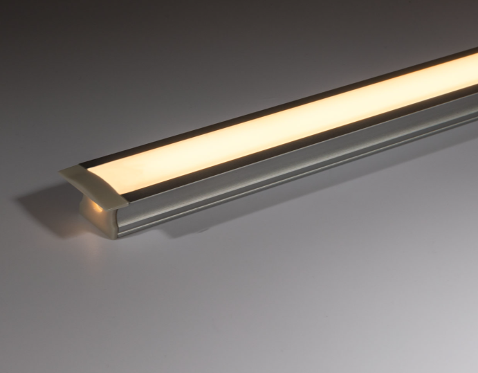 25x14 Recessed Alu - 2 Metre - Opal Diffuse and End Caps