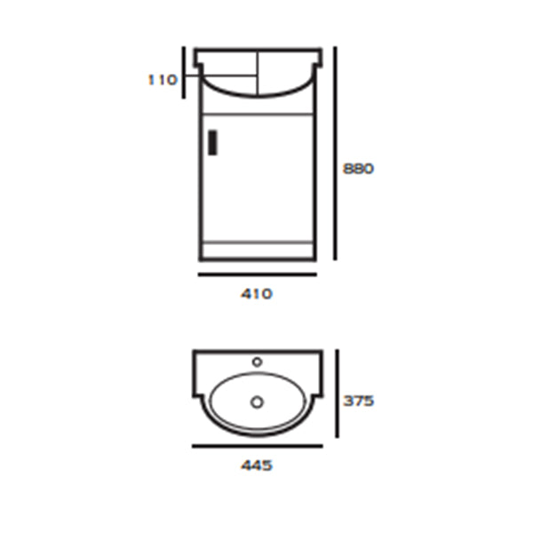 White 450mm Vanity Unit & Basin