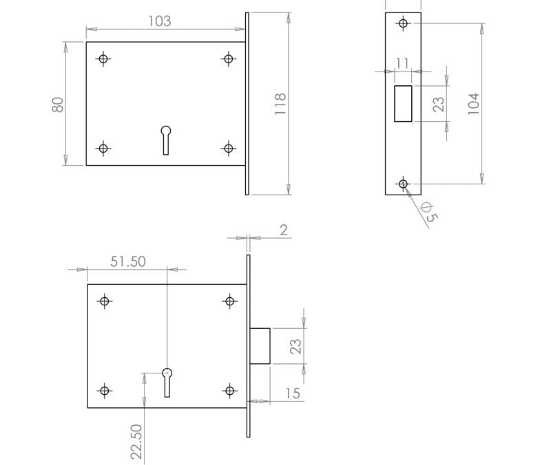 Fire Brigade FB1 Mortice Deadlock