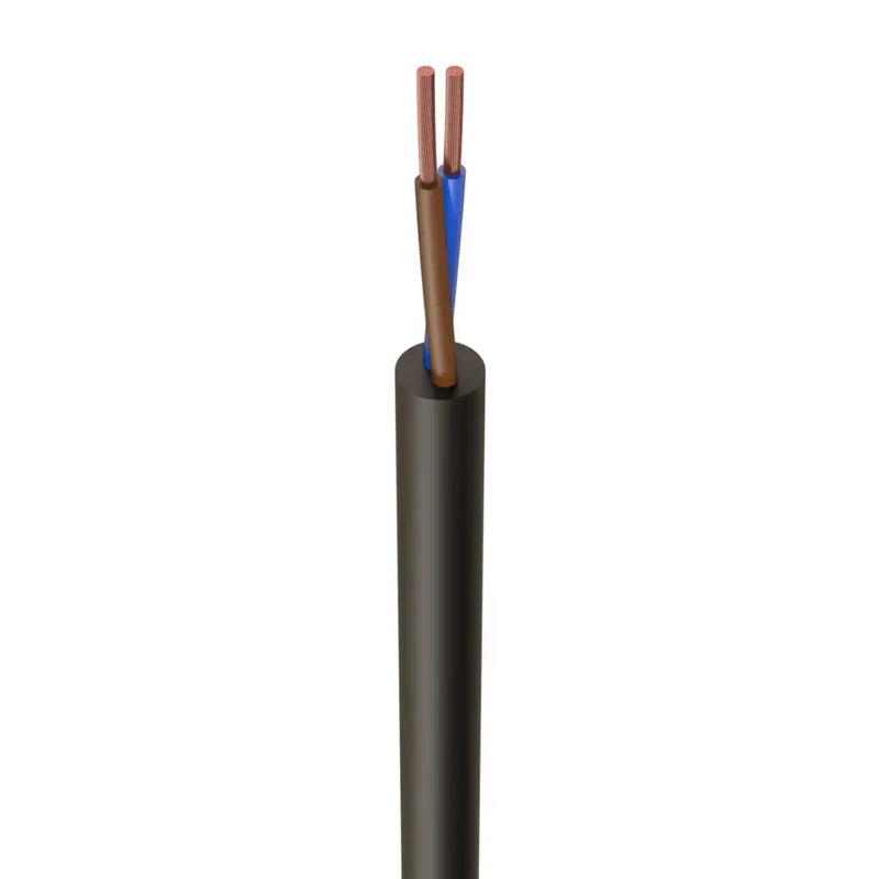 1.5mm PVC Round Flexible Cable 2 Core Black (100m Drum) - 3182Y
