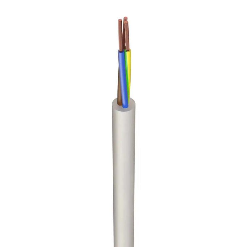 1.5mm PVC Round Flexible Cable 3 Core White (50m Drum) - 3183Y