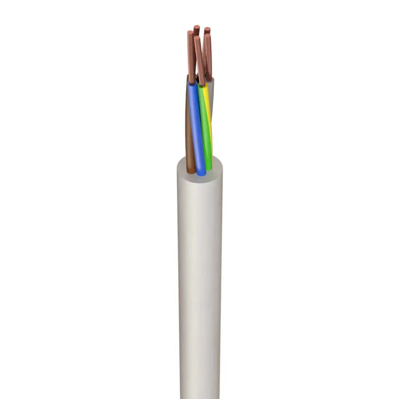 1.5mm PVC Round Flexible Cable 5 Core White (100m Drum) - 3185Y