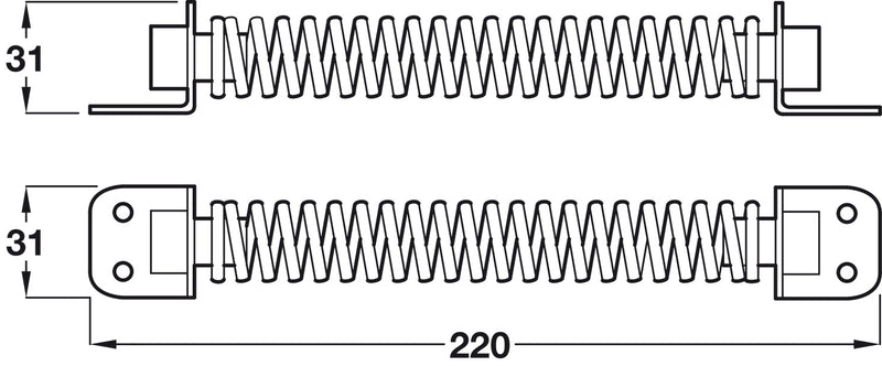 Gate Spring, Length 220 mm, Steel