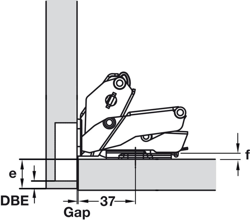 Concealed Cup Hinge, 155°, Full Overlay Mounting, for 14 - 24 mm Thick Doors, Quick Fixing