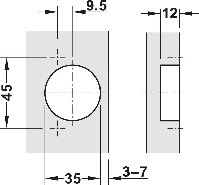 Concealed Cup Hinge, 110° Standard, for 14 - 22 mm Thick Doors, Full Overlay With soft close