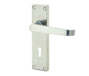 Victorian Straight Door Handle on Lock Plate Satin Chrome