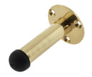 Cylinder Wall Mounted Door Stop on Rose - Polished Brass - 64mm