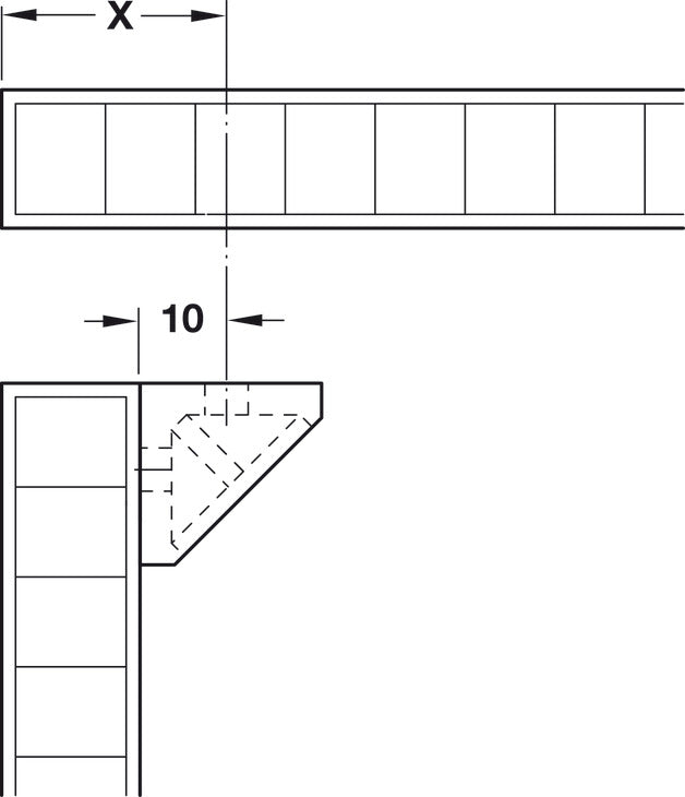 Corner Connector, with Cover Cap, Width 44 mm, Mini Light grey