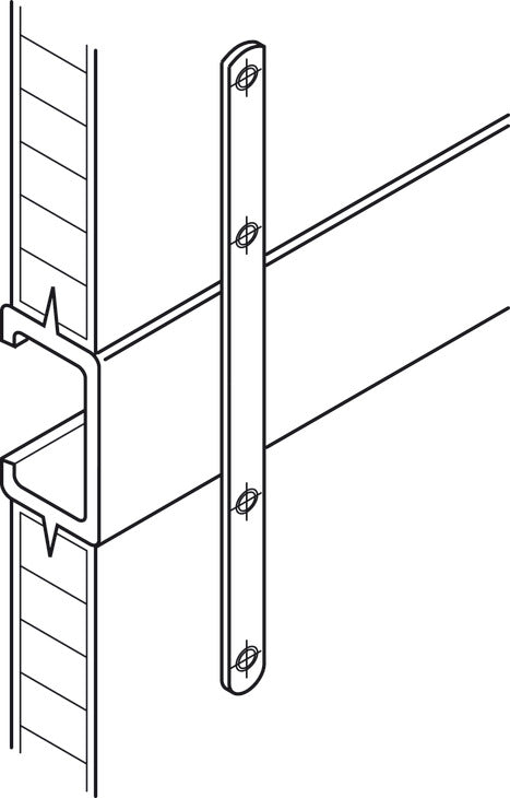 Connecting Plate, Length 190 mm, for Door Panels Steel, Cream-white enamelled