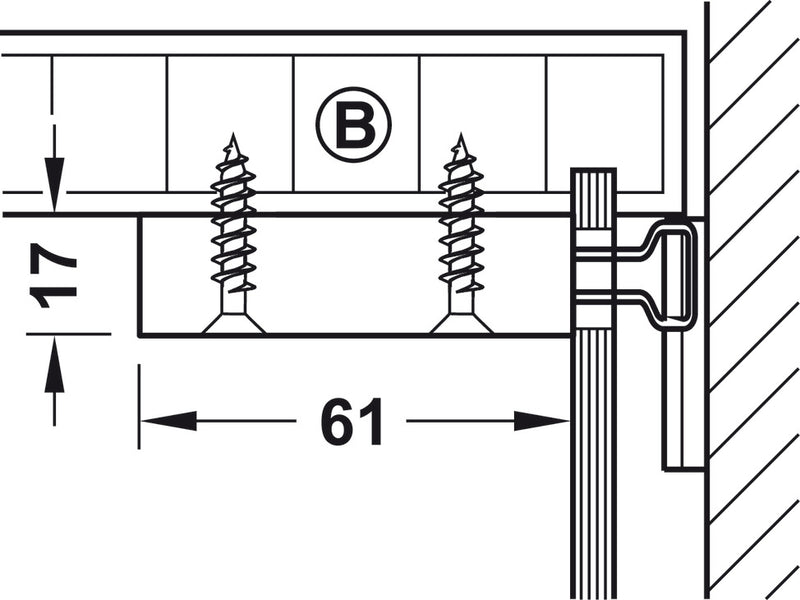 Cabinet Hanger, Screw Fixing, Two-Way Adjustment Unhanded, White