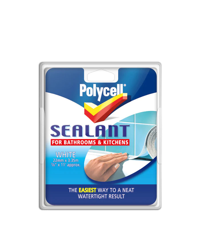 Polycell Sealant Tape Bathroom & Kitchen White 22mm X 3.35M