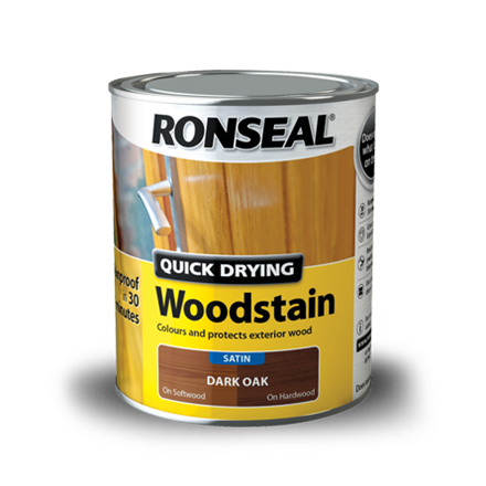 Ronseal Quick Drying Woodstain - Satin Dark Oak - 250ml