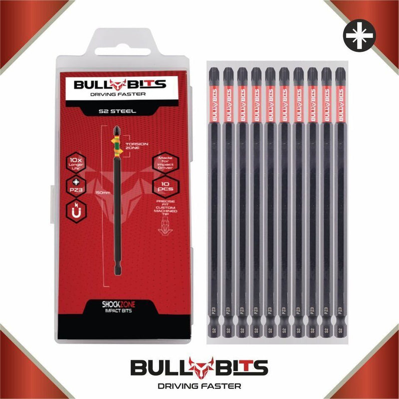 Bull Bits PZ3 150mm Impact Duty Screwdriver Drill Driver Bits