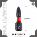 Bull Bits PZ1 25mm Impact Duty Screwdriver Drill Driver Bits Set + Free Bit Holder S2 Steel