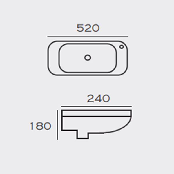 Slim Wall Hung Basin 520mm x 240mm