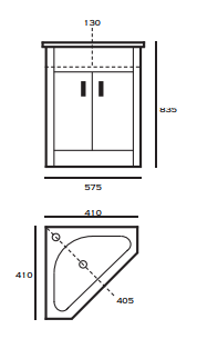 White 400mm Corner Basin & Unit With Chrome Handle