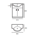 White 650mm Vanity Unit & Basin