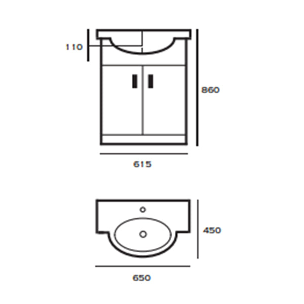 White 650mm Vanity Unit & Basin