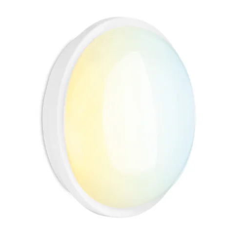 Aurora 240V 20W IP65 CCT Colour Switchable Round LED Bulkhead White - 221mm Dia