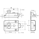 Yale 77 Traditional Standard Nightlatch - 60mm Backset, Polished Brass Case/Cylinder Finsih