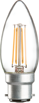 230V 4W LED 35mm BC Clear Candle 3000K