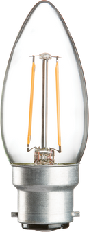 230V 2W LED 35mm BC Clear Candle 3000K
