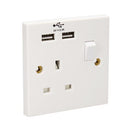 13A Switched USB Socket 1 Gang + 2 USB