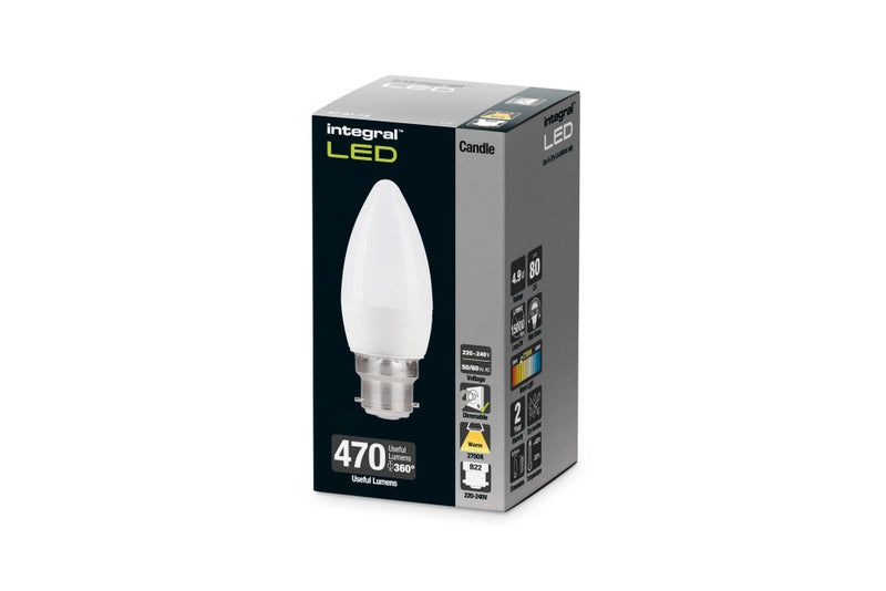 CANDLE BULB B22 470LM 4.9W 2700K DIMMABLE