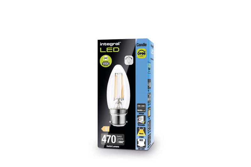 OMNI FILAMENT CANDLE BULB B22 470LM 4.2W 2700K DIMMABLE