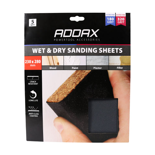 Wet & Dry Sanding Sheets - Mixed - 230 x 280mm (180/320) - Black