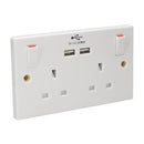 13A Switched USB Socket 2 Gang + 2 USB