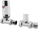 Thermostatic TRV Brass White Radiator Valves + Lockshield 1/2" x 15mm Straight