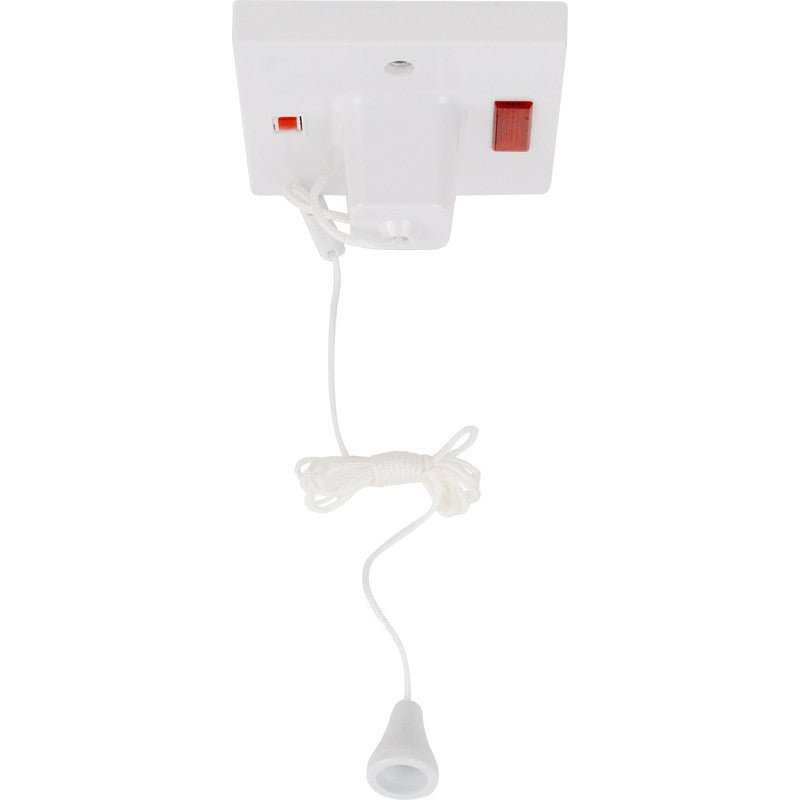 Ceiling Switch Pull Cord 45A Neon Square White