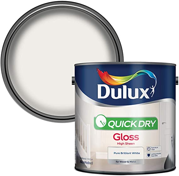 Dulux Quick Dry Pure brilliant white Gloss Metal & wood paint 2.5L