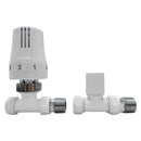 15mm White Thermostatic Straight Radiator Valves
