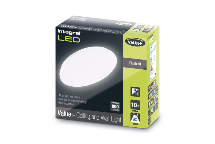 Value+ Ceiling and Wall Light 10W 4000K 800lm 250mm Non-Dimmable