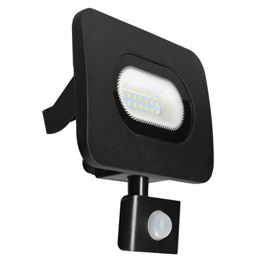 Meridian 10W LED Slim Curved Floodlight with Integrated Junction Box & PIR Black