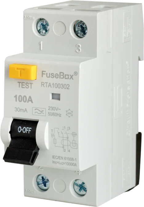 FuseBox 100A Double Pole 2 Module 30mA Type A RCD