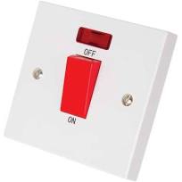 45A DP Cooker Switch 1 Gang Neon White