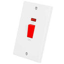45A DP Cooker Switch 2 Gang Upright Neon White