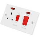45A DP Cooker Unit 45A DP Switch & 13A Socket Neon White