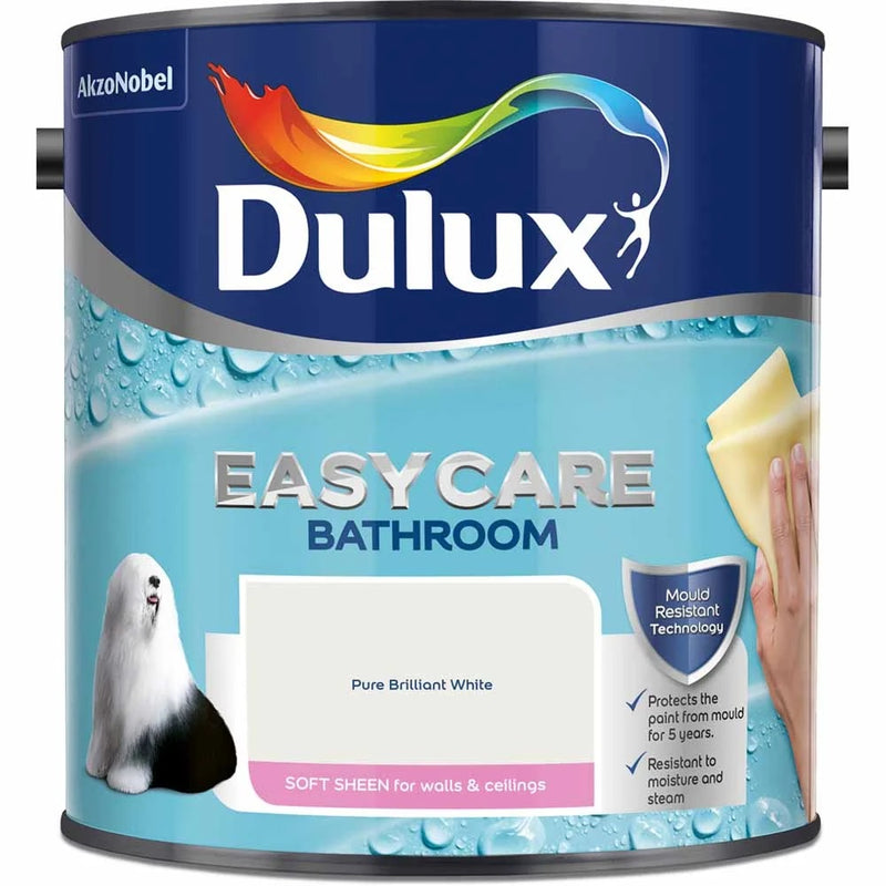 Dulux Bathroom Pure Brilliant White Soft Sheen Emulsion Paint 2.5L