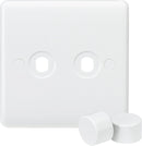 Curved Edge 2G Dimmer Plate with 2 Matching Dimmer Caps White