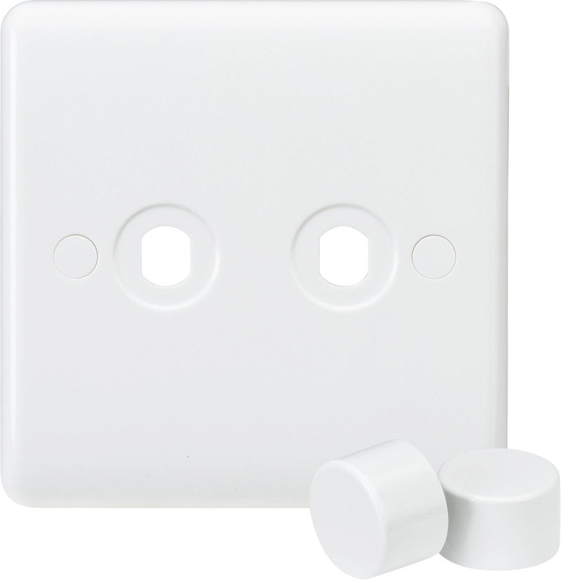 Curved Edge 2G Dimmer Plate with 2 Matching Dimmer Caps White