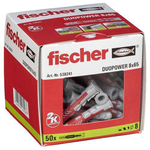 Fischer DUOPOWER 8x65 Universal Plugs Expanding Fixings Box Of 50